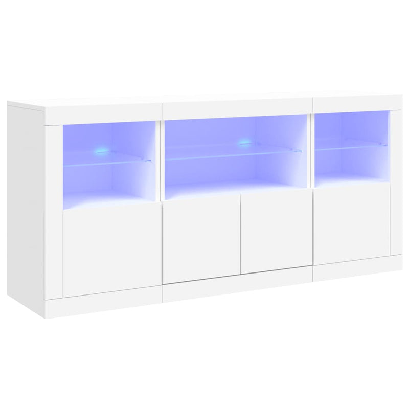 Sideboard mit LED-Leuchten Weiß 142,5x37x67 cm