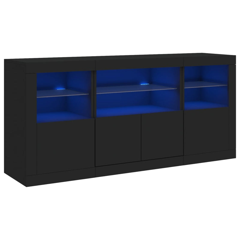 Sideboard mit LED-Leuchten Schwarz 142,5x37x67 cm