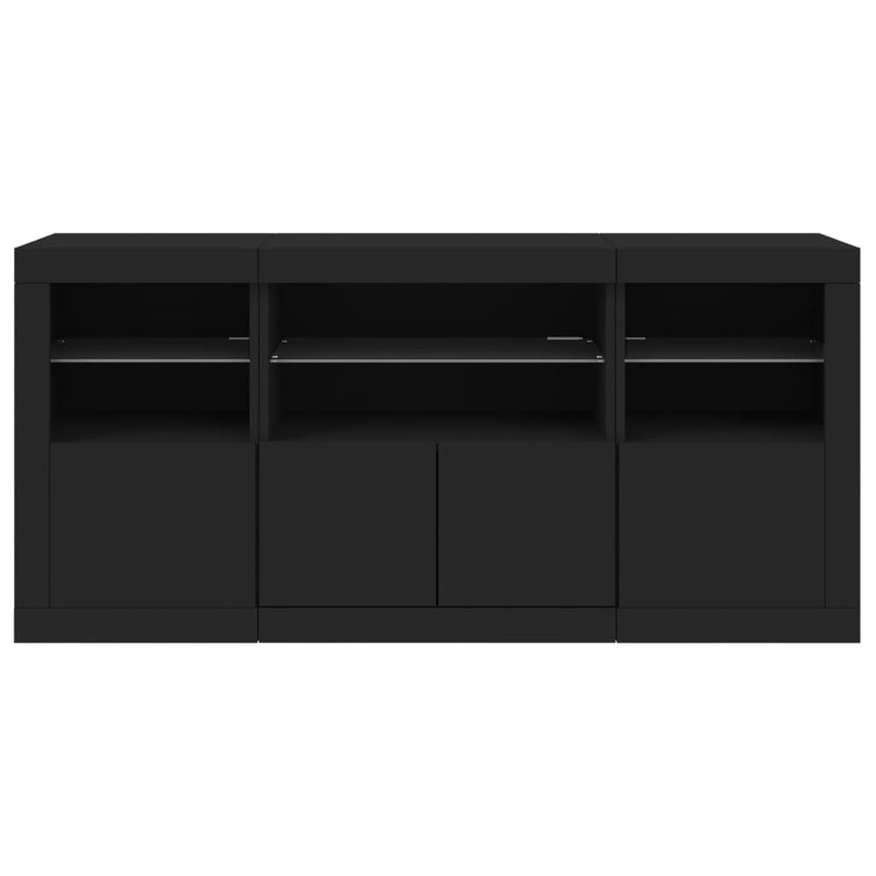 Sideboard mit LED-Leuchten Schwarz 142,5x37x67 cm