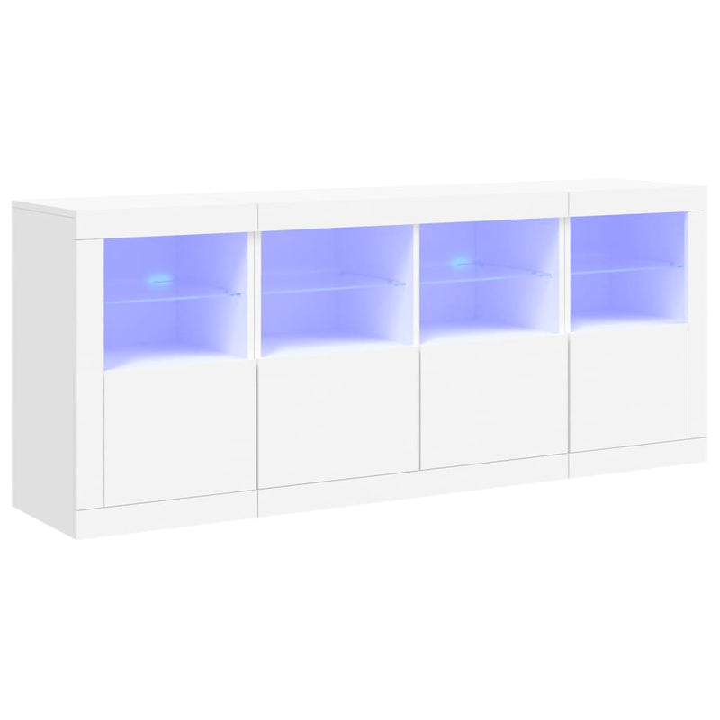 Sideboard mit LED-Leuchten Weiß 163x37x67 cm