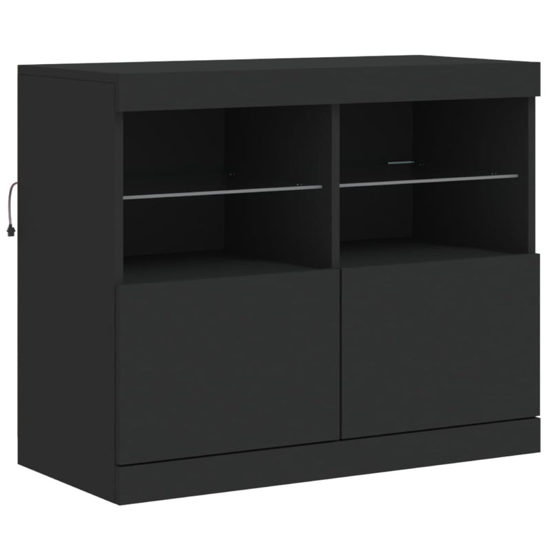 Sideboard mit LED-Leuchten Schwarz 163x37x67 cm