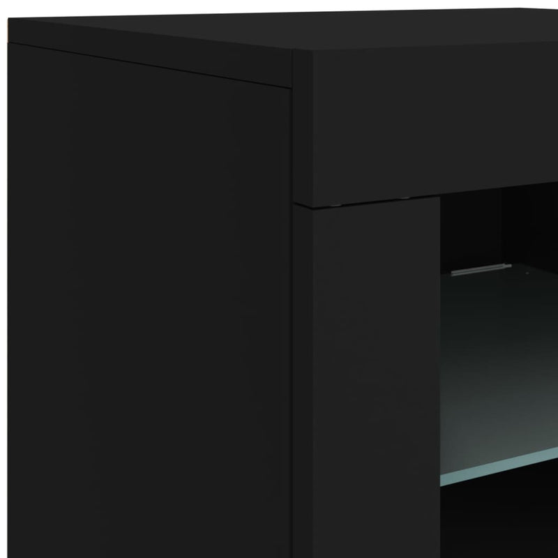 Sideboard mit LED-Leuchten Schwarz 163x37x67 cm