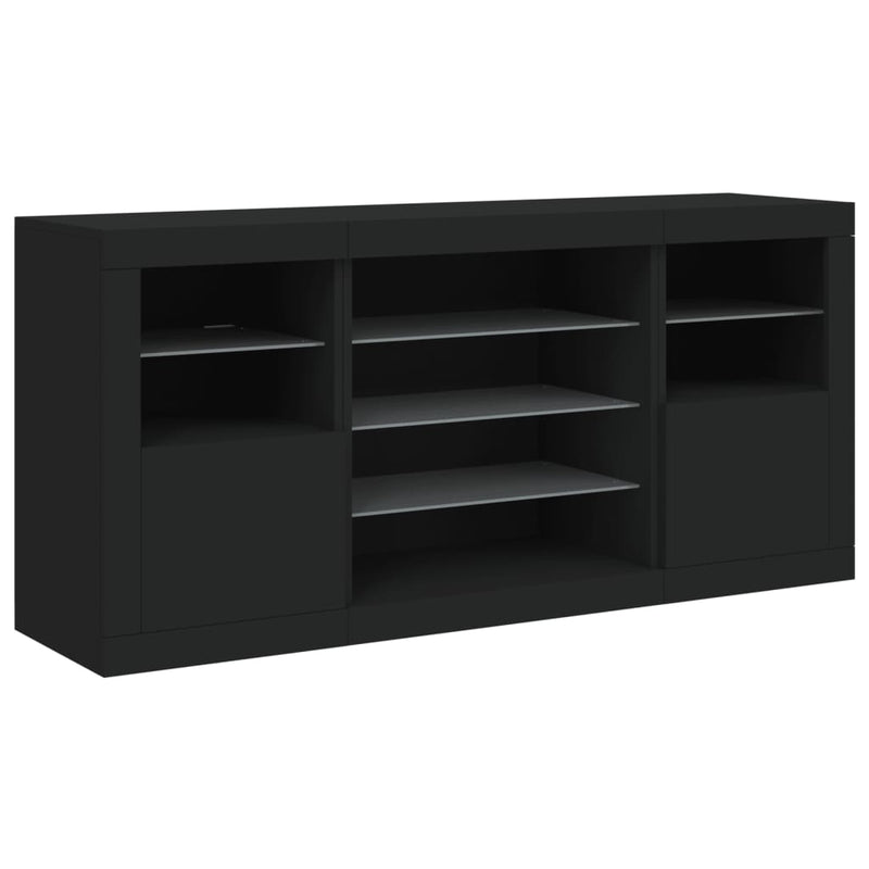 Sideboard mit LED-Leuchten Schwarz 142,5x37x67 cm