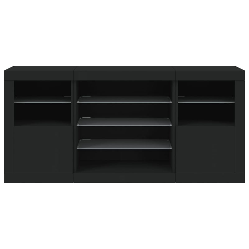 Sideboard mit LED-Leuchten Schwarz 142,5x37x67 cm