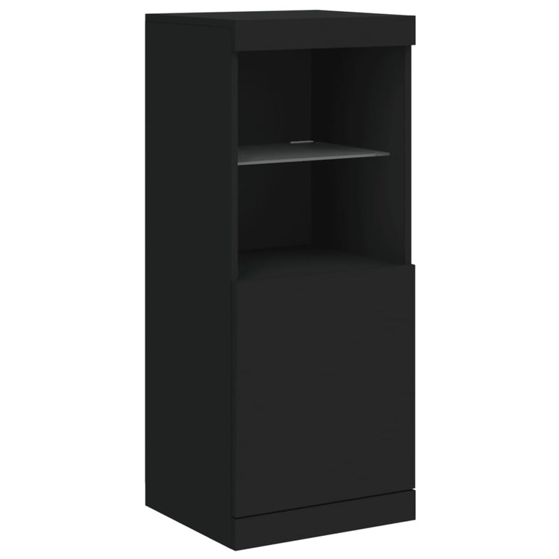 Sideboards mit LED-Leuchten 3 Stk. Schwarz Holzwerkstoff