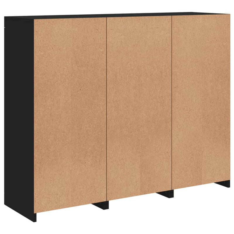 Sideboards mit LED-Leuchten 3 Stk. Schwarz Holzwerkstoff