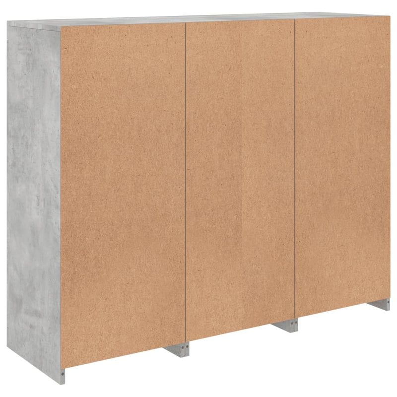 Sideboards mit LED-Leuchten 3 Stk. Betongrau Holzwerkstoff