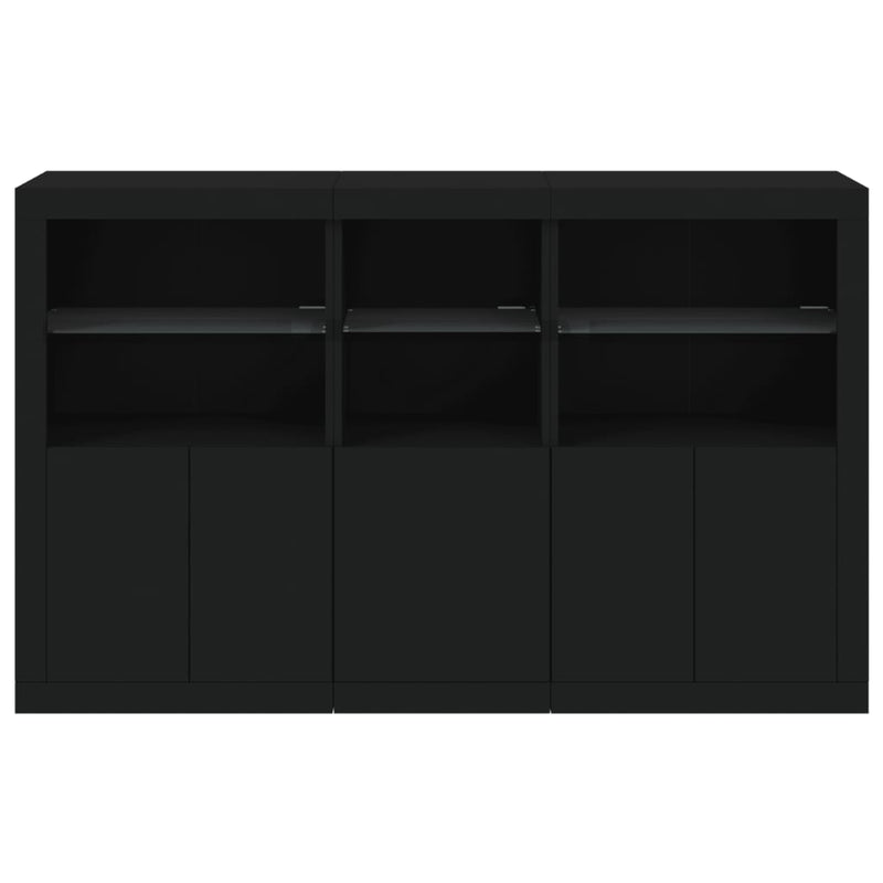 Sideboard mit LED-Leuchten Schwarz 162x37x100 cm