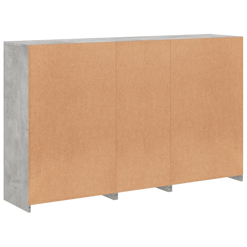 Sideboard mit LED-Leuchten Betongrau 162x37x100 cm