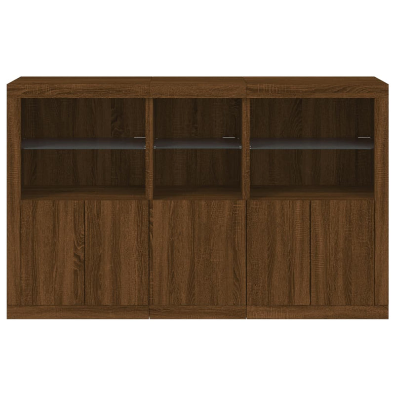 Sideboard mit LED-Leuchten Braun Eichen-Optik 162x37x100 cm