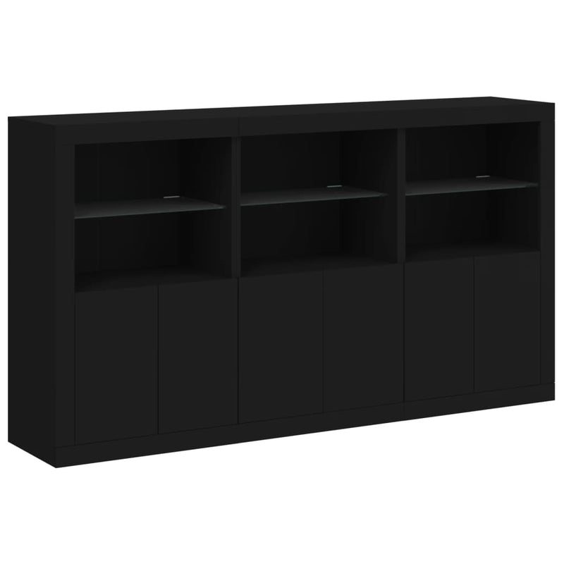 Sideboard mit LED-Leuchten Schwarz 181,5x37x100 cm