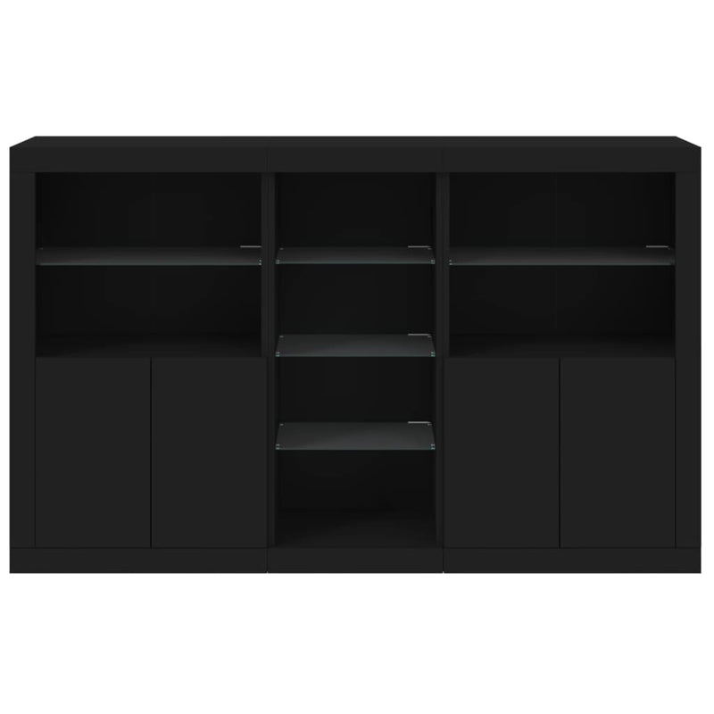 Sideboard mit LED-Leuchten Schwarz 162x37x100 cm