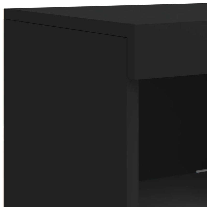 Sideboard mit LED-Leuchten Schwarz 181,5x37x100 cm