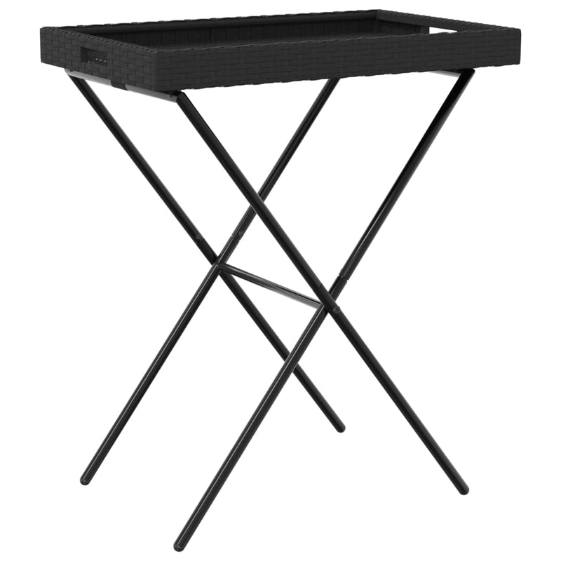 Tabletttisch Klappbar Schwarz 65x40x75 cm Poly Rattan