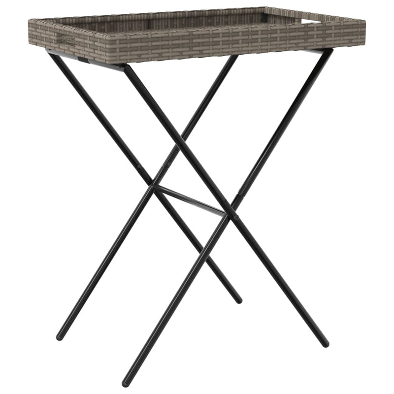 Tabletttisch Klappbar Grau 65x40x75 cm Poly Rattan