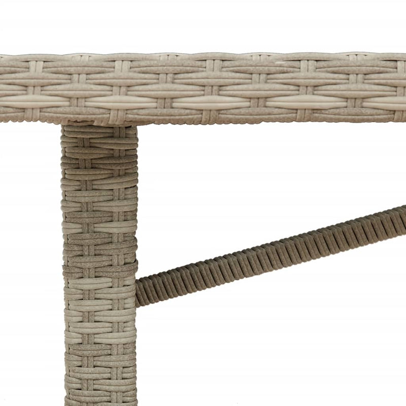 Gartentisch mit Glasplatte Hellgrau 190x80x74 cm Poly Rattan