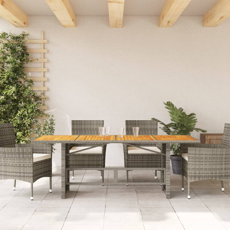 Gartentisch mit Akazienholz-Platte Grau 190x80x74cm Poly Rattan