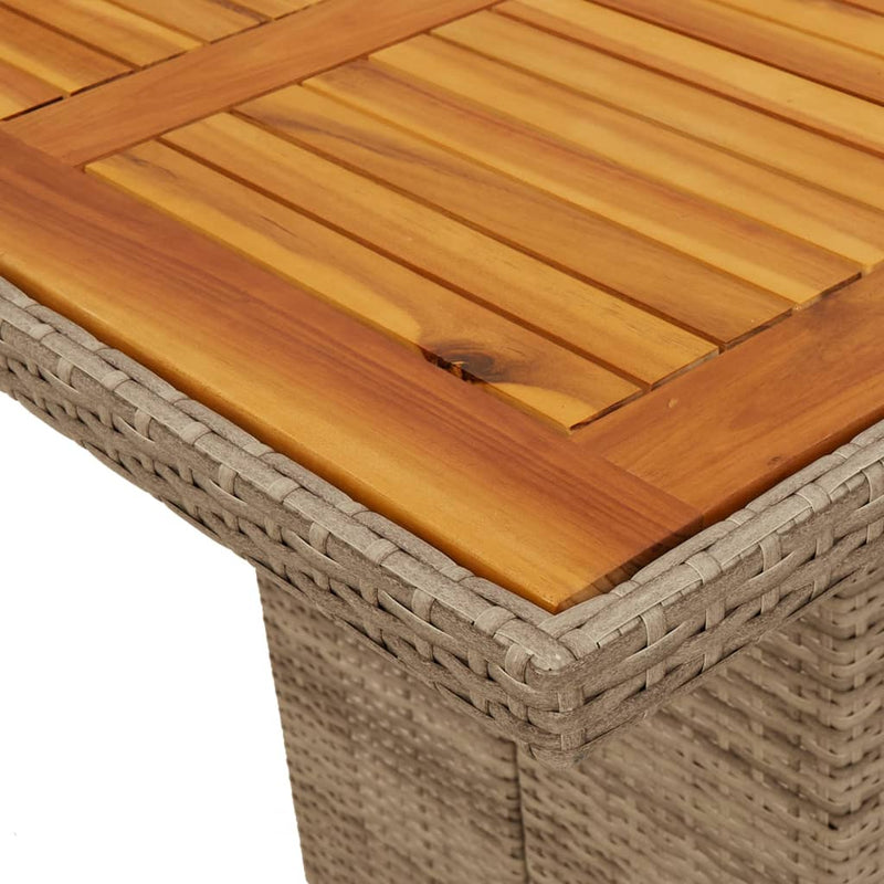 Gartentisch mit Akazienholz-Platte 190x80x74 cm Poly Rattan