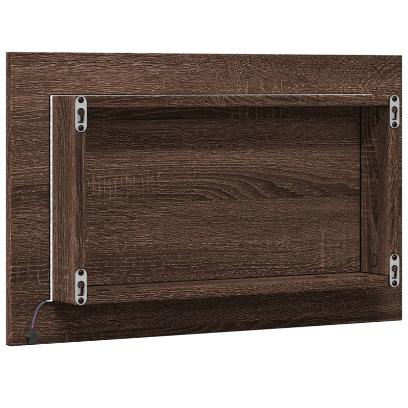 LED-Badspiegel Braun Eichen-Optik 60x8,5x38 cm Holzwerkstoff