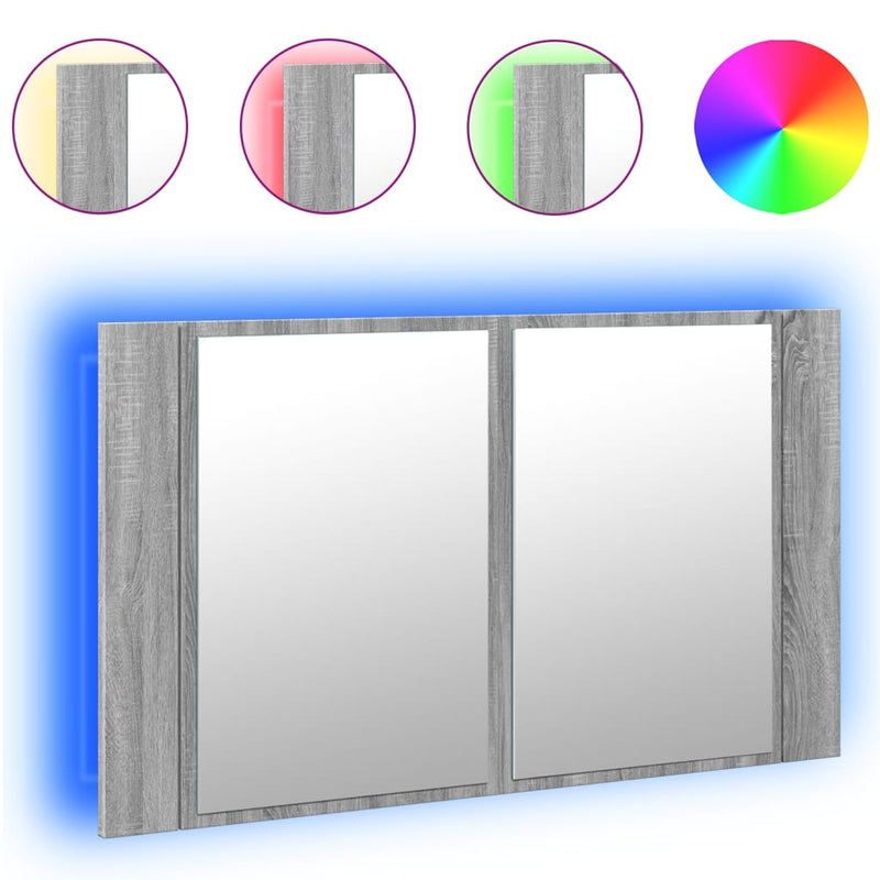 LED-Spiegelschrank Grau Sonoma 80x12x45 cm Acryl