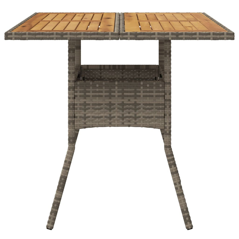 Gartentisch mit Akazienholz-Platte Grau 80x80x75 cm Poly Rattan