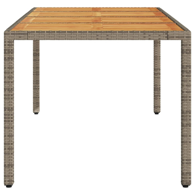 Gartentisch mit Akazienholz-Platte Grau 190x90x75cm Poly Rattan