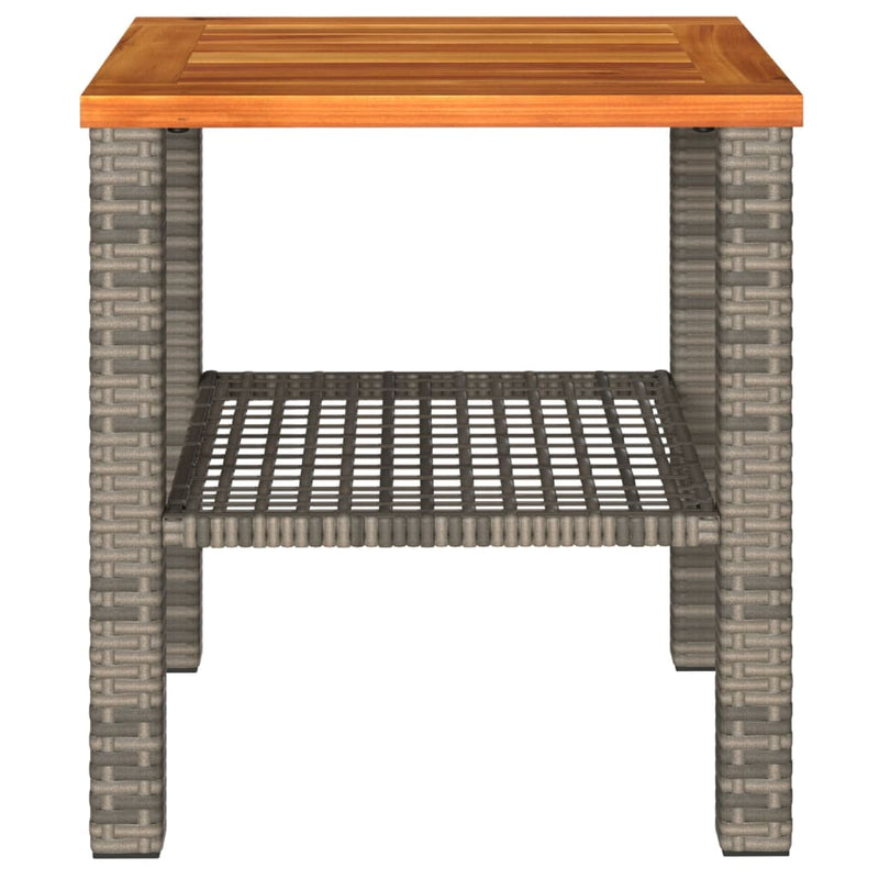 Gartentisch Grau 40x40x42 cm Poly Rattan Akazienholz