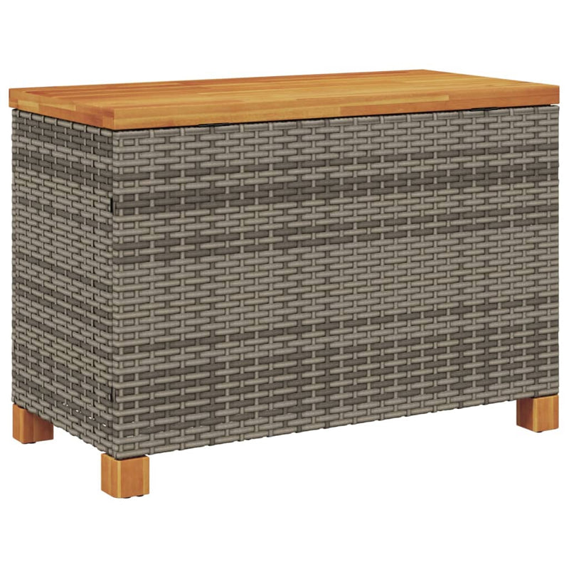 Gartentruhe Grau 80x40x48 cm Poly Rattan Akazienholz