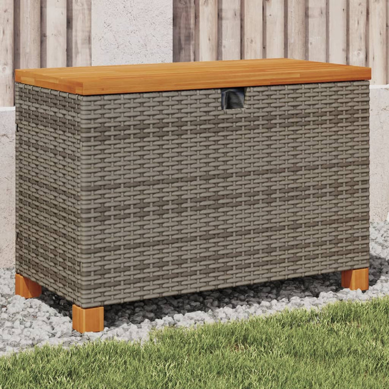 Gartentruhe Grau 80x40x48 cm Poly Rattan Akazienholz