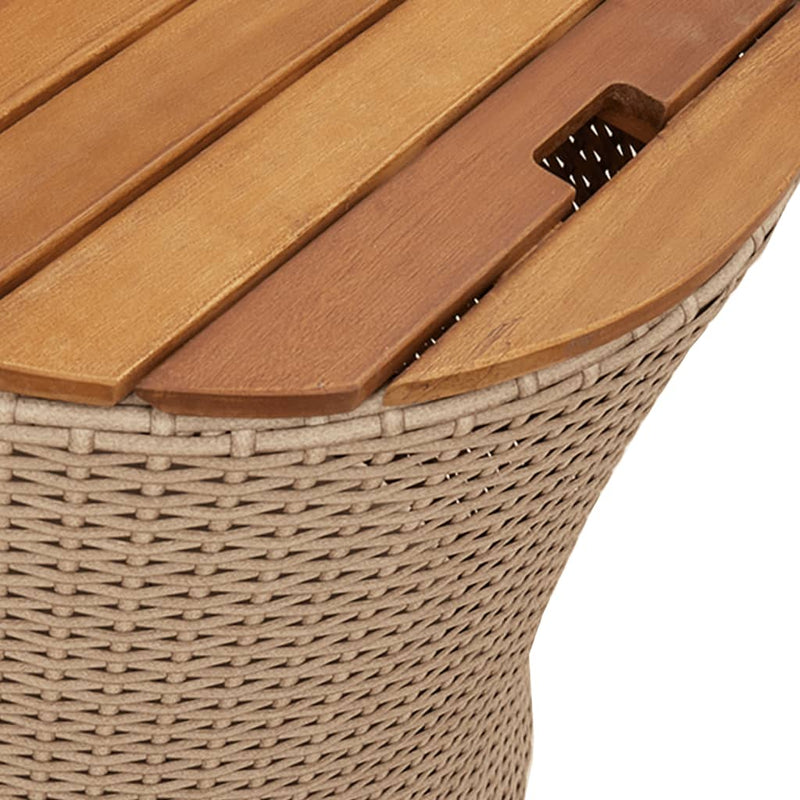 Garten-Beistelltische 2 Stk. mit Holzplatte Beige Poly Rattan