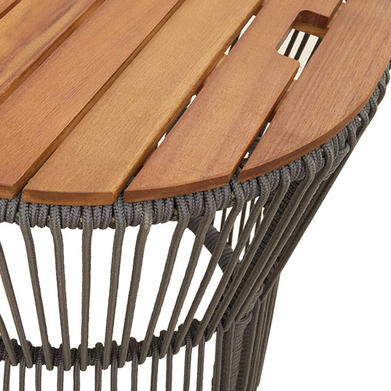 Garten-Beistelltische 2 Stk. mit Holzplatte Grau Poly Rattan