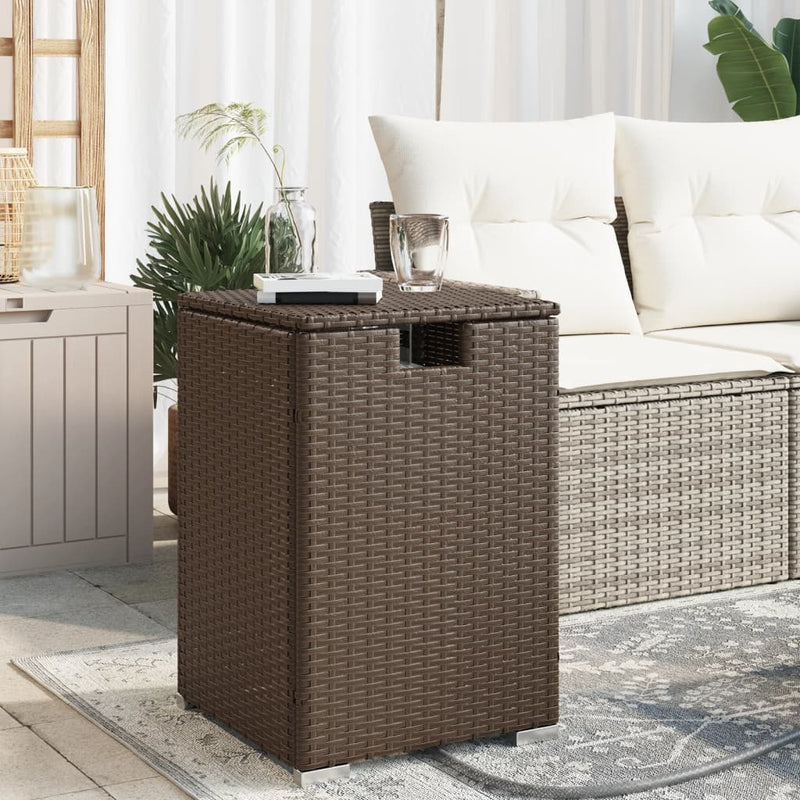 Propan-Tank-Verstecktisch Braun 40x40x60 cm Poly Rattan