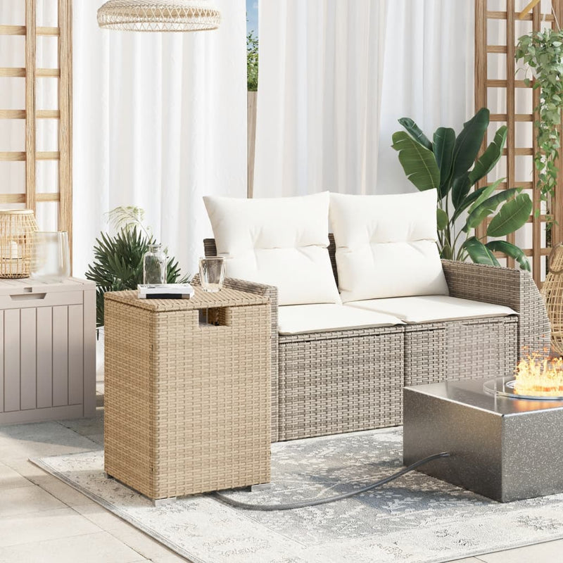 Propan-Tank-Verstecktisch Beige 40x40x60 cm Poly Rattan