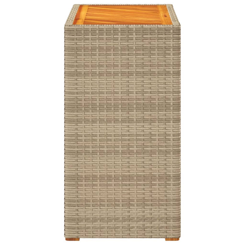 Garten-Beistelltisch mit Holzplatte Beige Poly Rattan