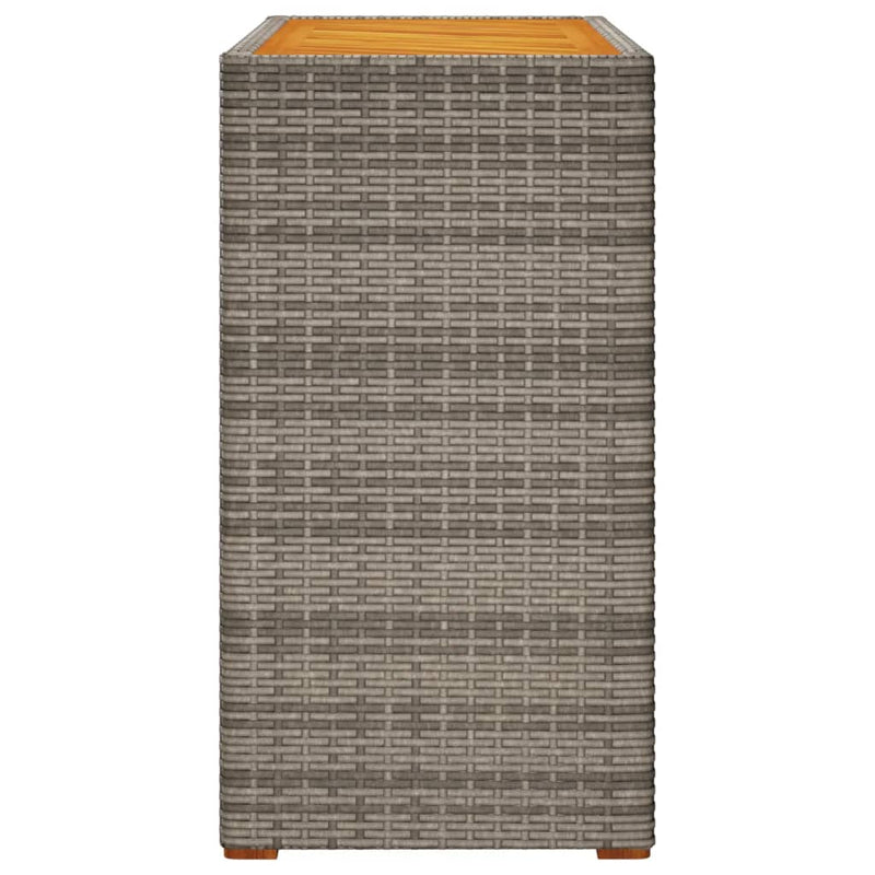 Garten-Beistelltisch mit Holzplatte Grau Poly Rattan