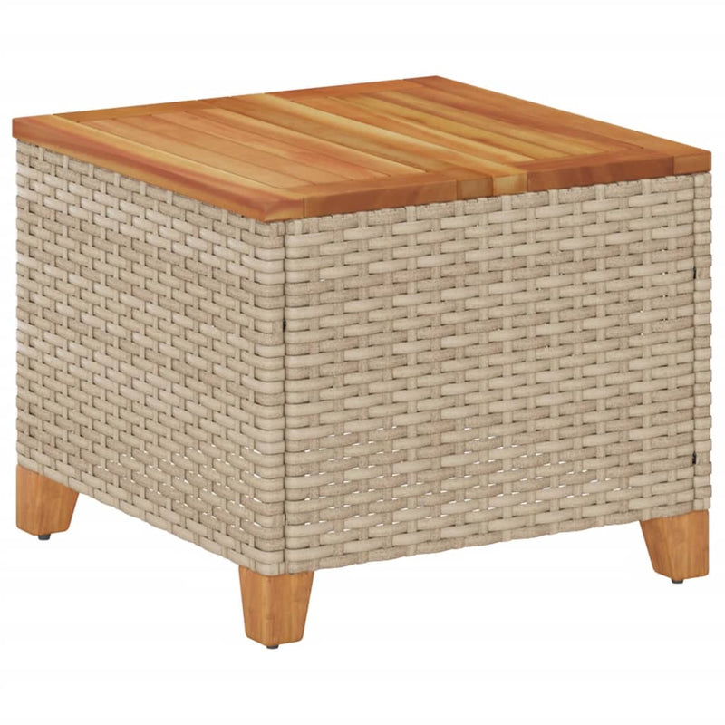 Gartentisch Beige 45x45x37 cm Poly Rattan Akazienholz