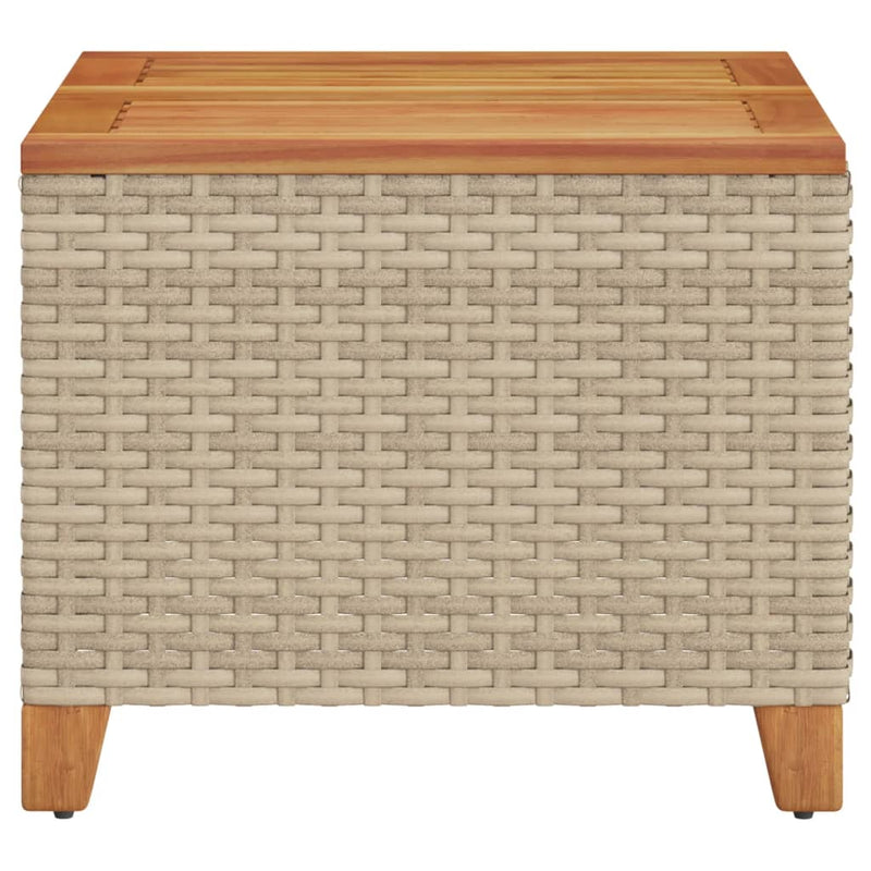 Gartentisch Beige 45x45x37 cm Poly Rattan Akazienholz