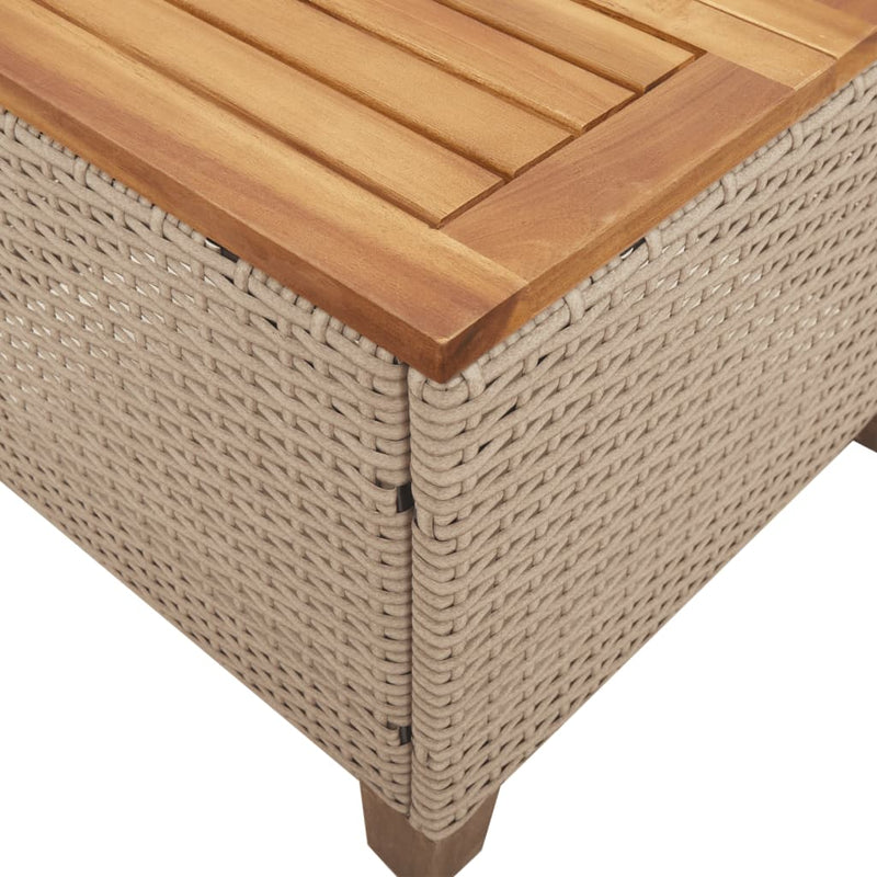 Gartentisch Beige 45x45x37 cm Poly Rattan Akazienholz