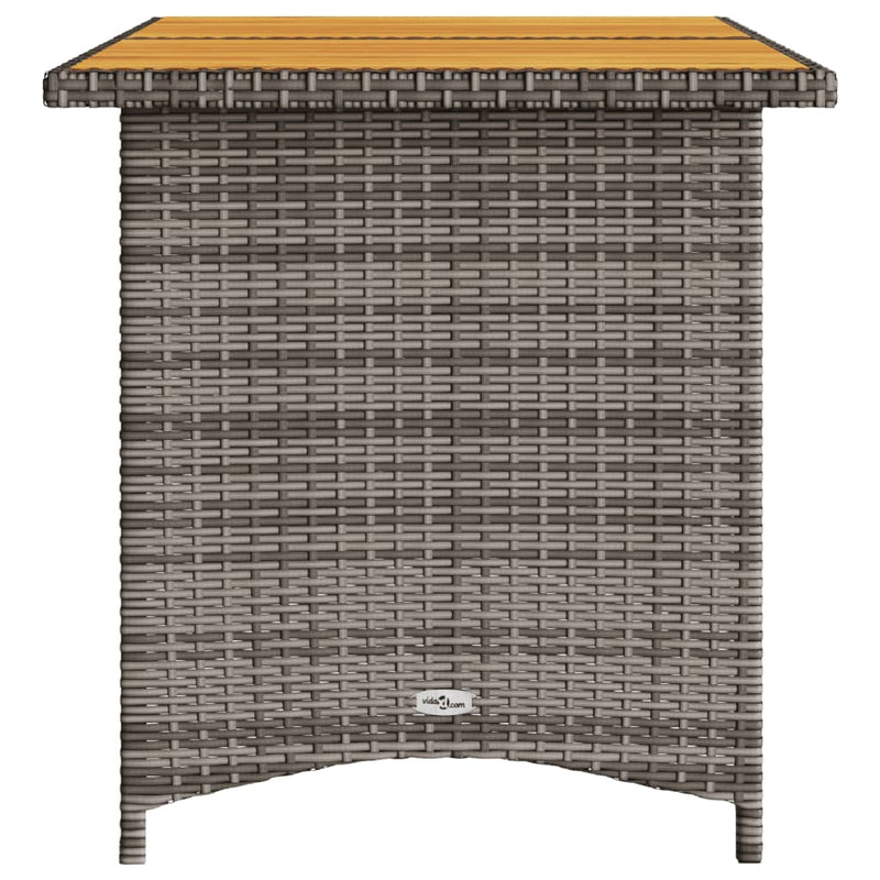 Gartentisch mit Holzplatte Grau 110x68x70 cm Poly Rattan