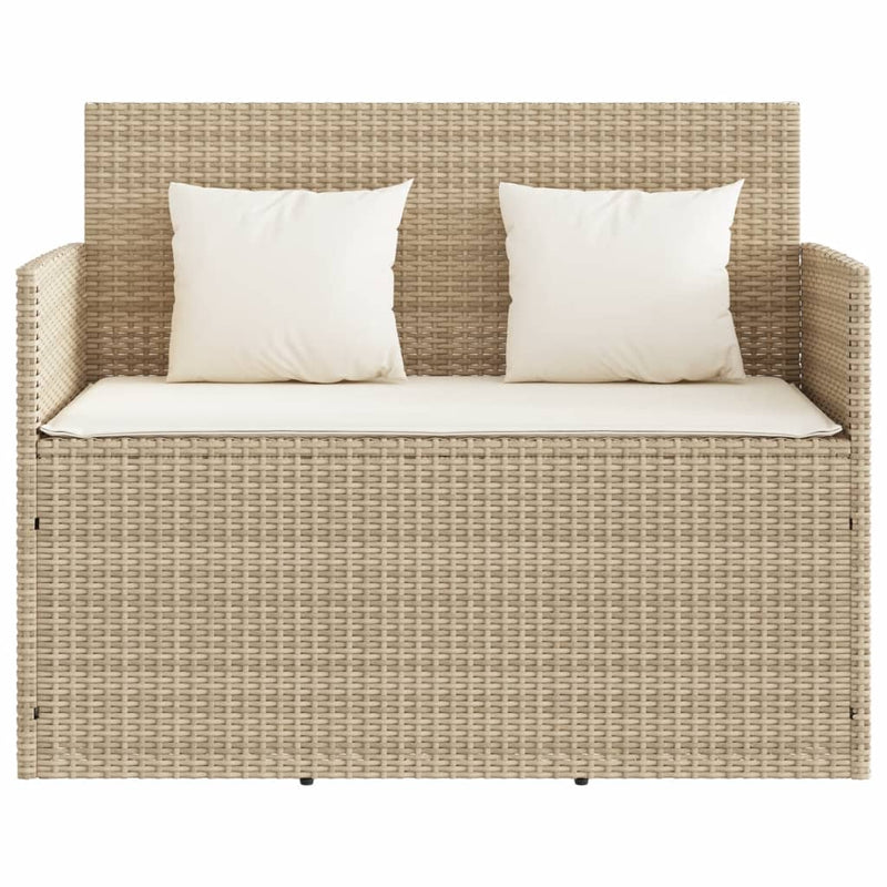 Gartenbank mit Kissen Beige Poly Rattan