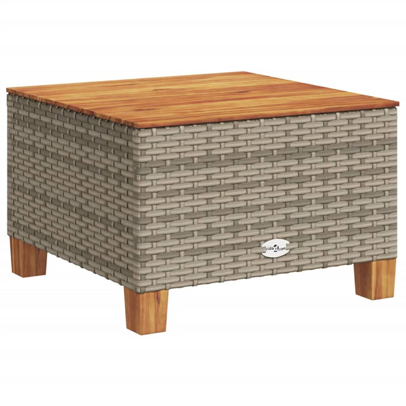 Gartentisch Grau 55x55x36 cm Poly Rattan Akazienholz