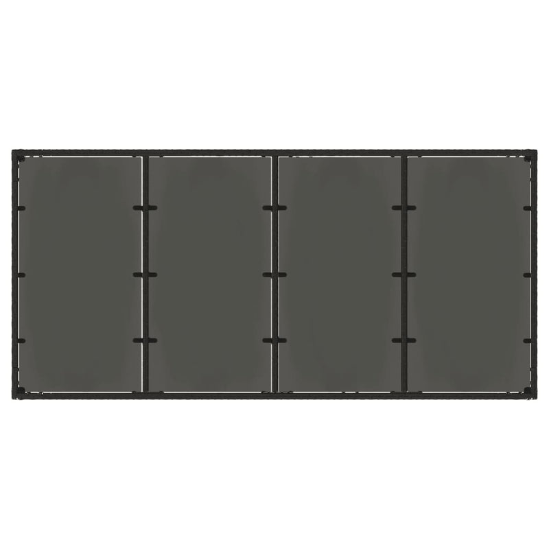 Gartentisch mit Glasplatte Schwarz 190x90x75 cm Poly Rattan