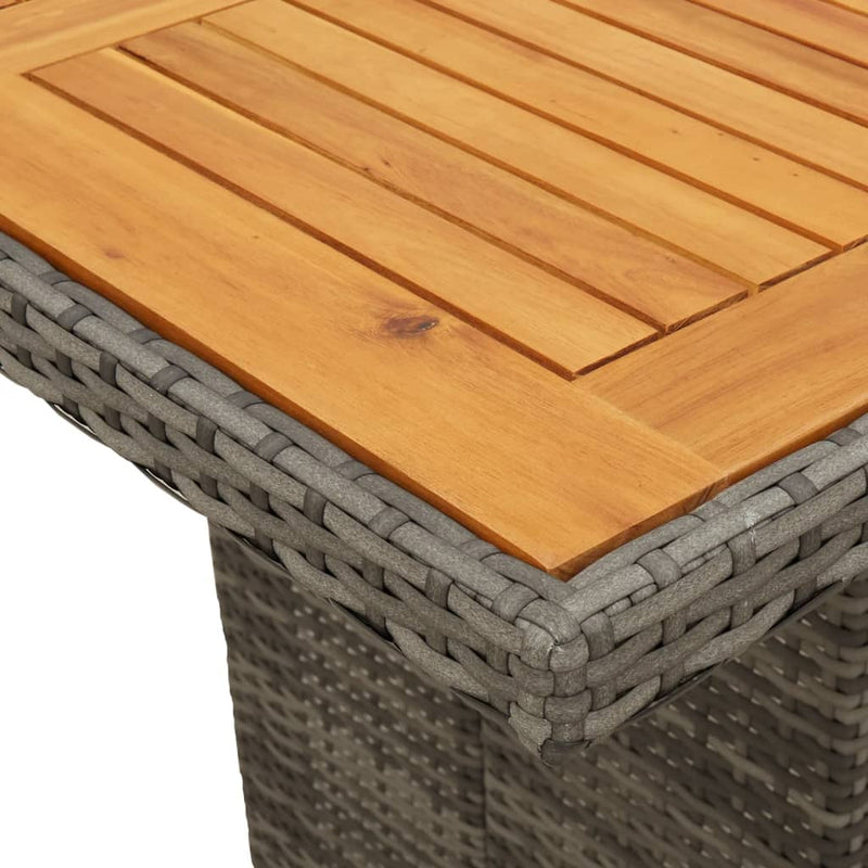 Gartentisch mit Akazienholz-Platte Grau 240x90x75cm Poly Rattan