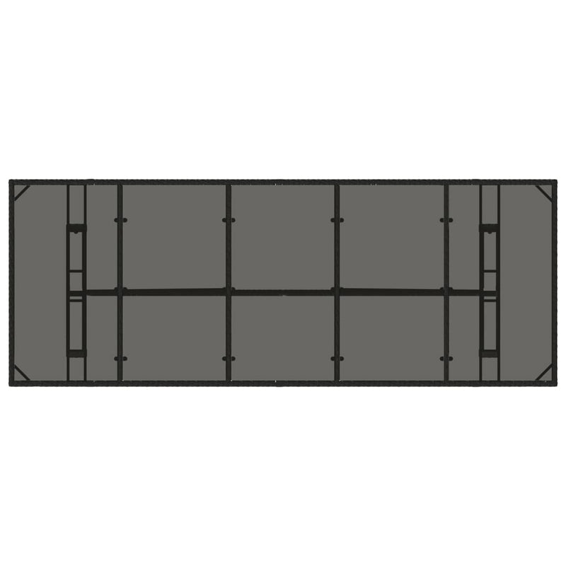 Gartentisch mit Glasplatte Schwarz 240x90x75 cm Poly Rattan