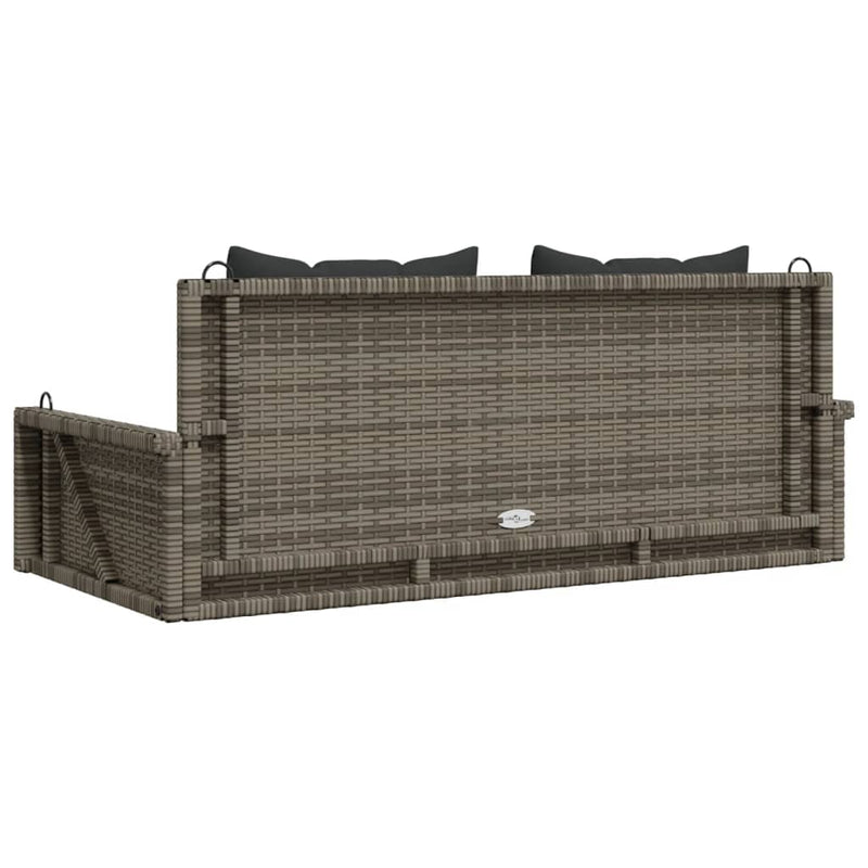 Hängebank mit Kissen Grau 119x56x48 cm Poly Rattan