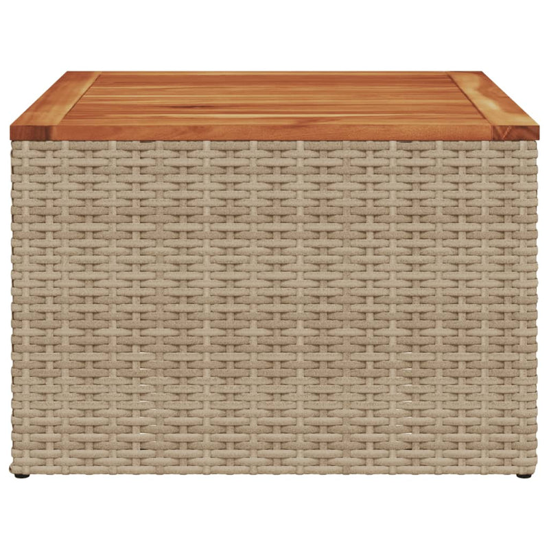 Gartentisch Beige 55x55x37 cm Poly Rattan und Akazienholz