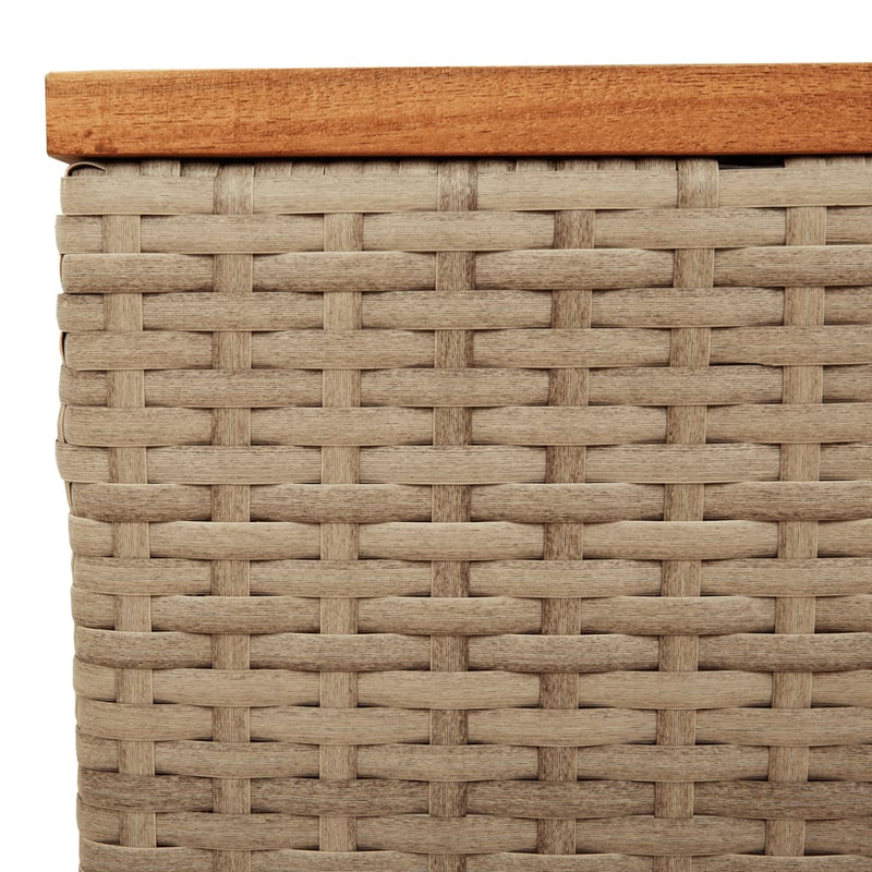 Gartentisch Beige 55x55x37 cm Poly Rattan und Akazienholz