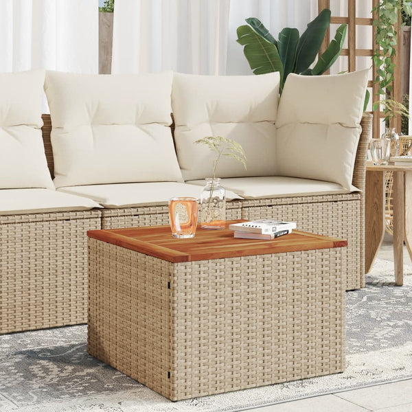 Gartentisch Beige 55x55x37 cm Poly Rattan und Akazienholz