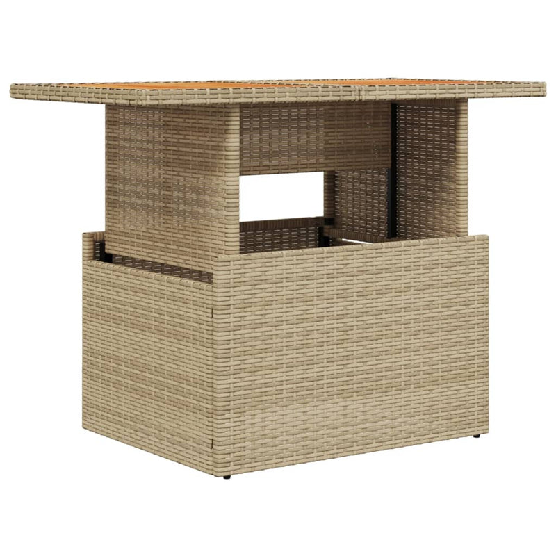 Gartentisch Beige 100x55x73 cm Poly Rattan und Akazienholz