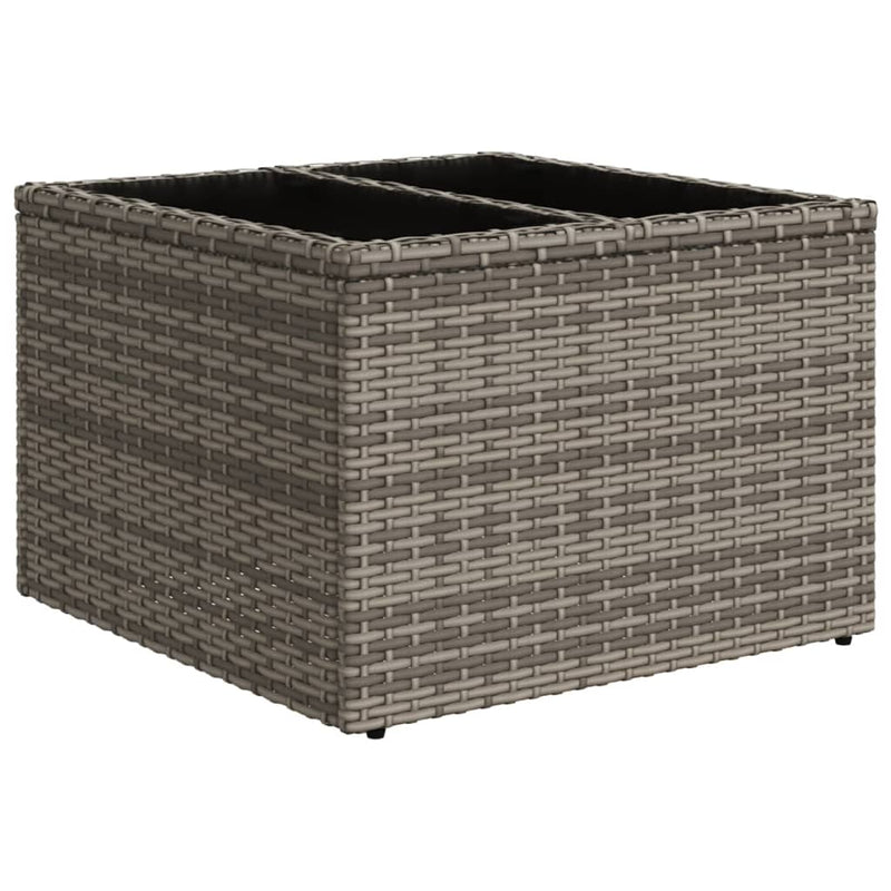 Gartentisch mit Glasplatte Grau 55x55x37 cm Poly Rattan